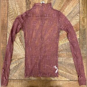Free People Lace Long Sleeve Top in Dusty Rose